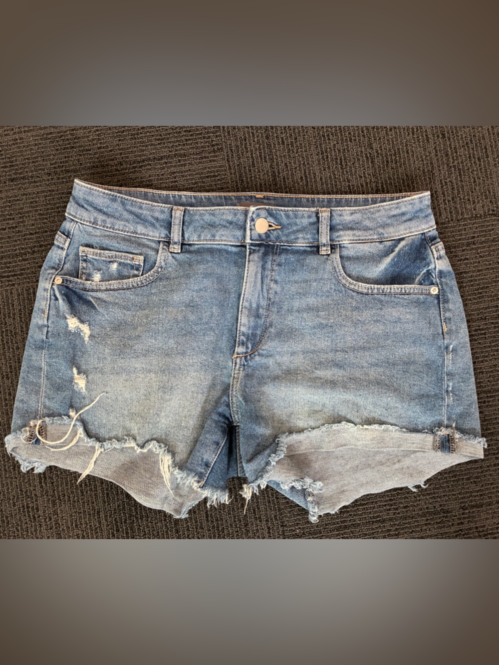 DL1961 Light Blue Distressed Denim Cutoff Shorts